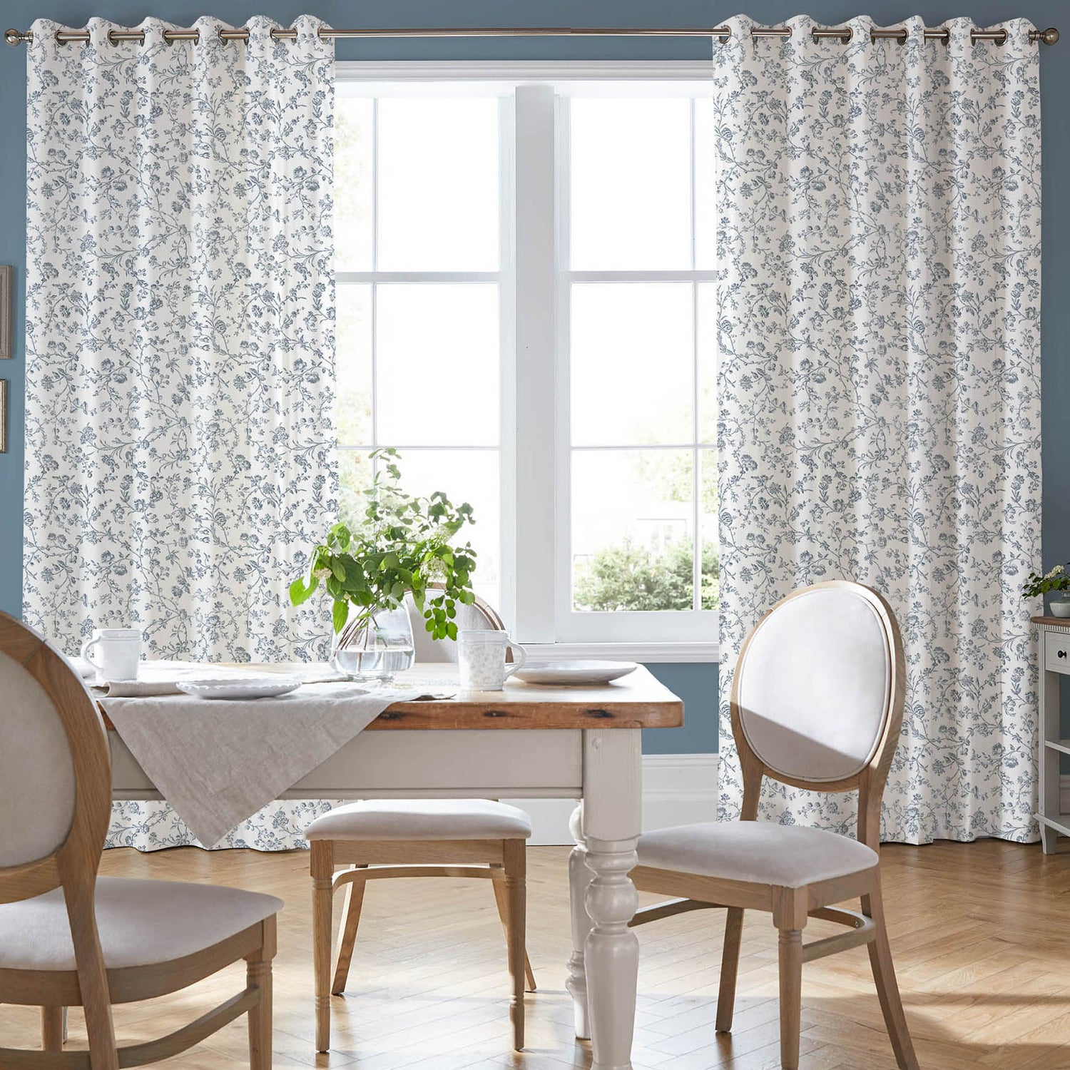 Laura Ashley Aria Made To Measure Curtains Dark Seaspray Blue