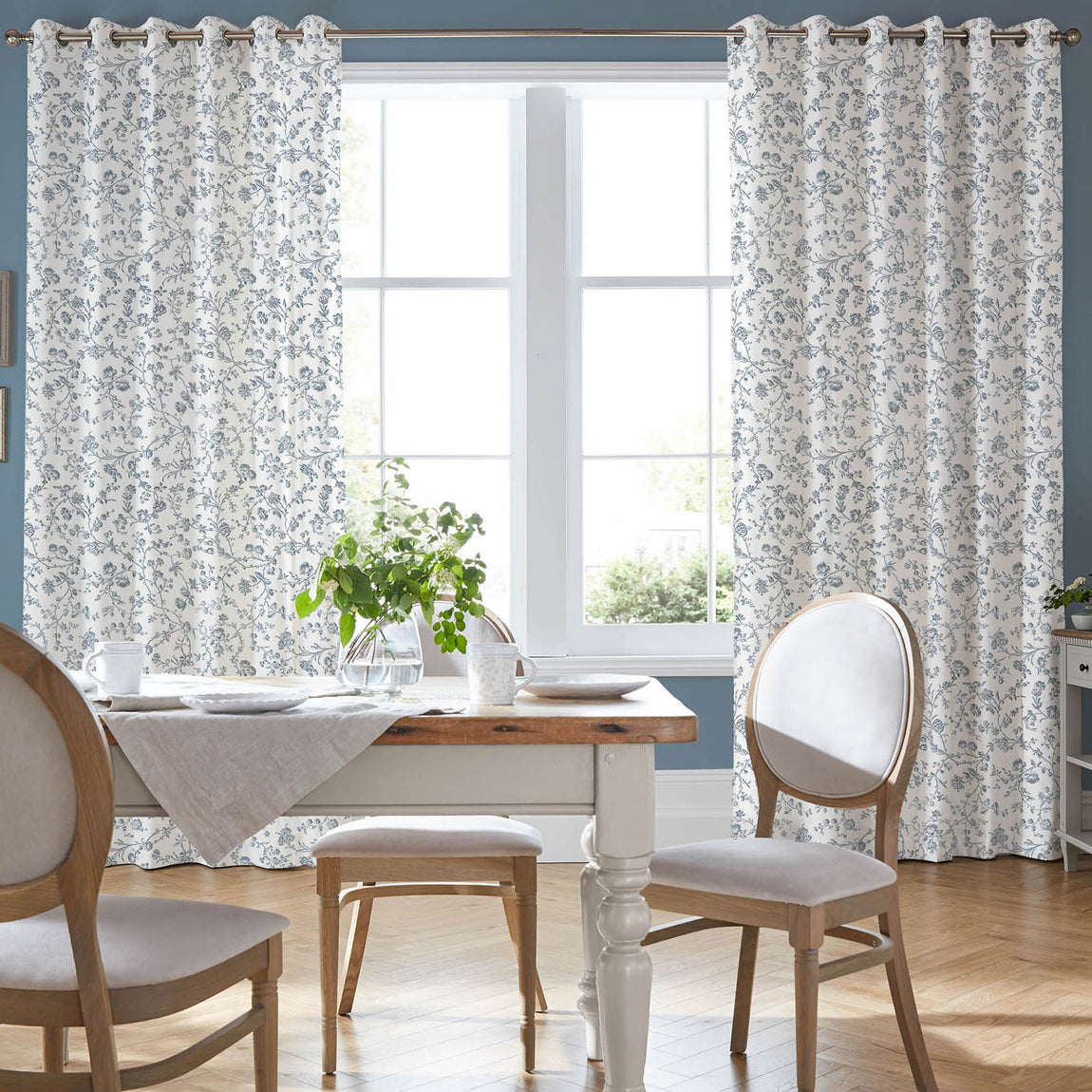 Laura Ashley Aria Made To Measure Curtains Dark Seaspray Blue