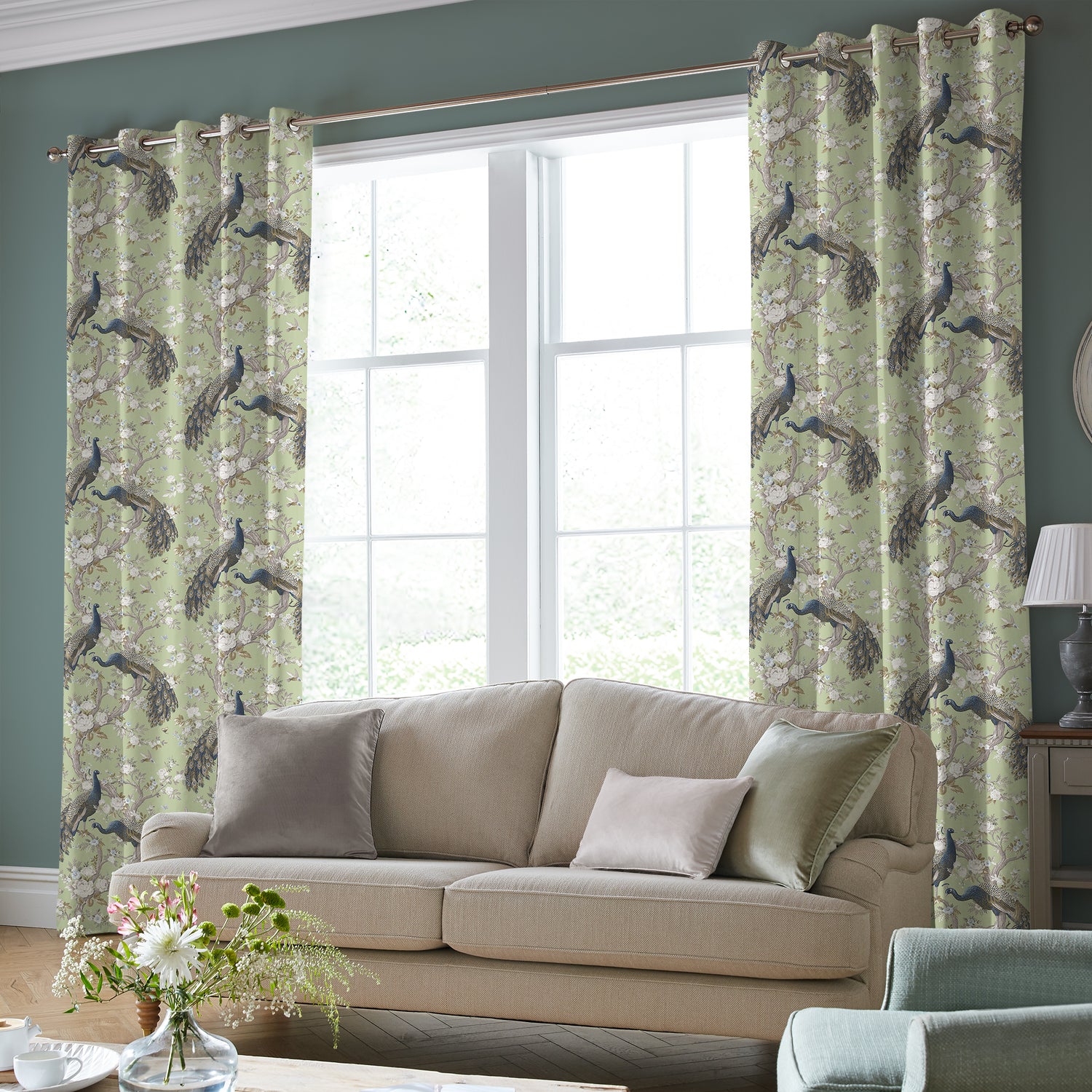 Laura Ashley Belvedere Made to Measure Curtain Hedgerow Green