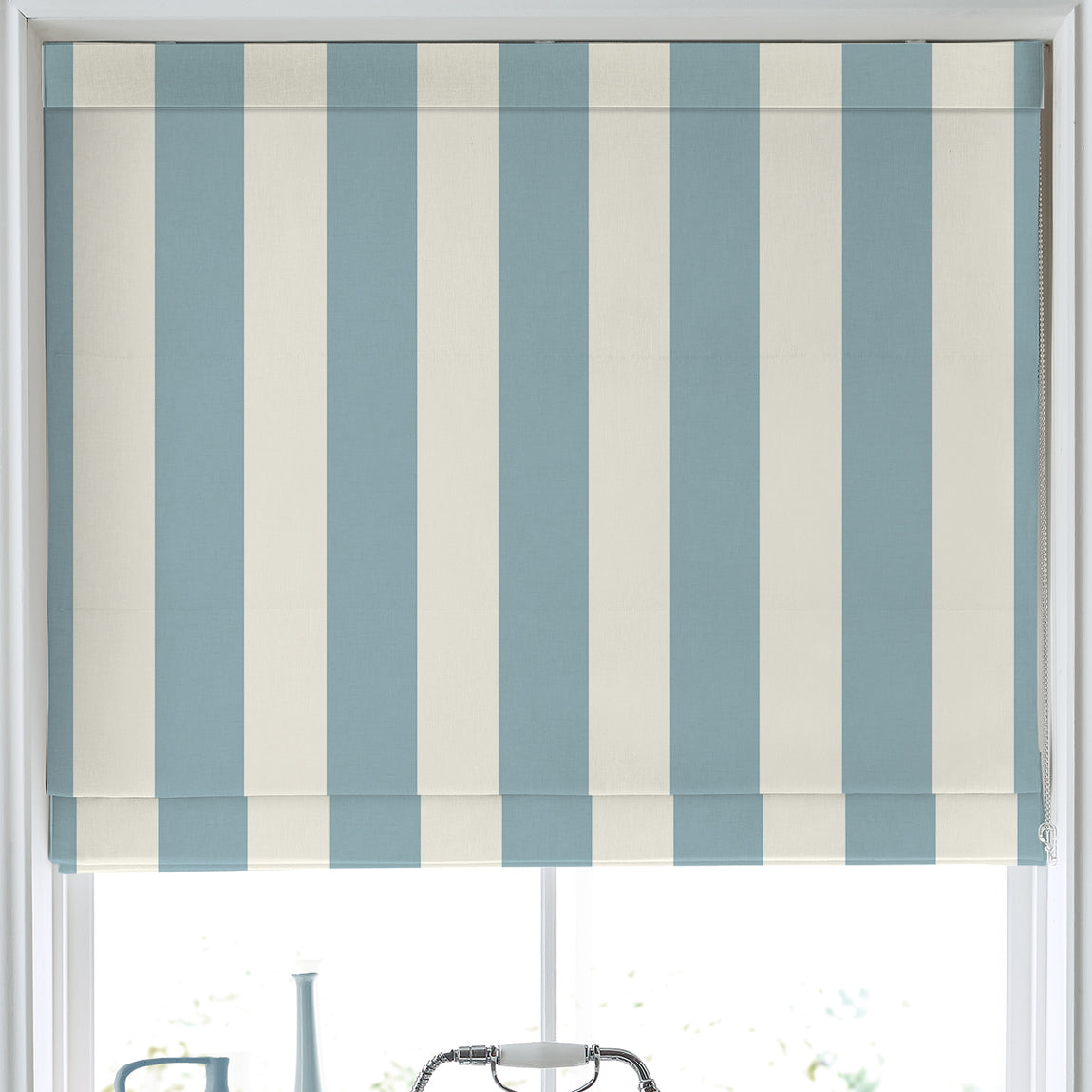 Laura Ashley Lille Stripe Made to Measure Roman Blind Seaspray
