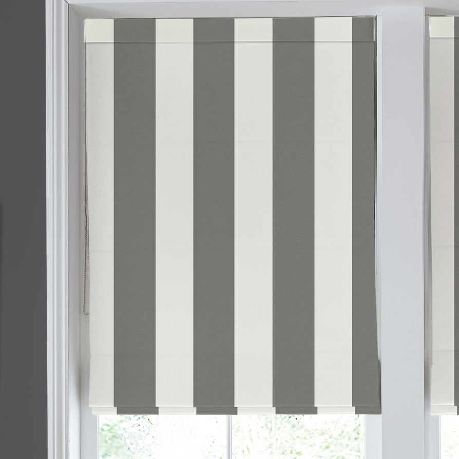 Laura Ashley Lille Stripe Made to Measure Roman Blind Steel