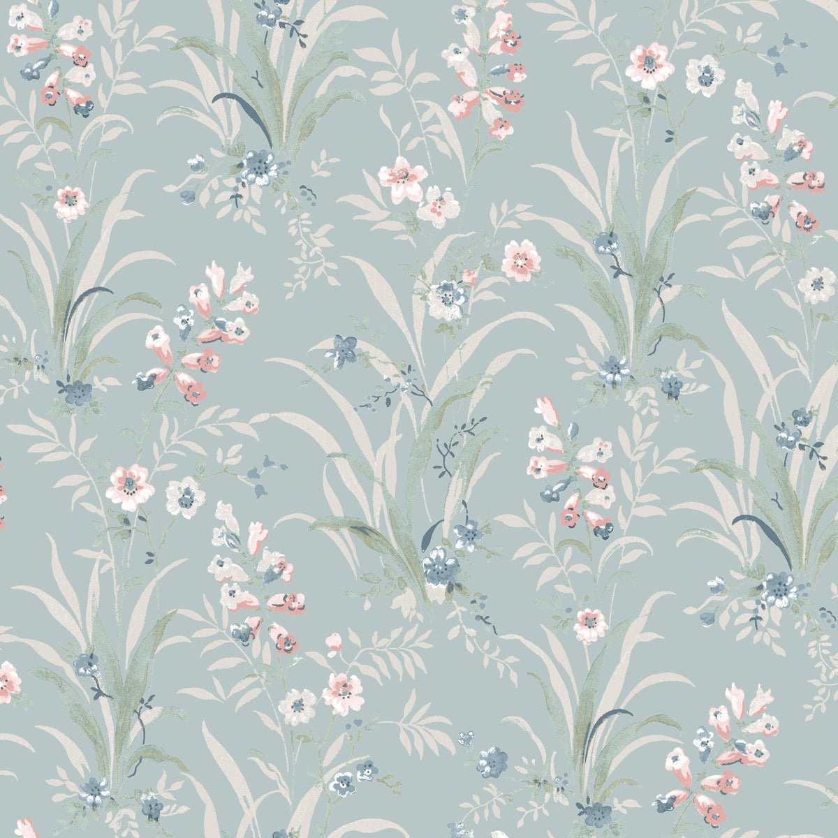 Laura Ashley Mosedale Posy Made to Measure Curtain Dark Duck Egg Blue