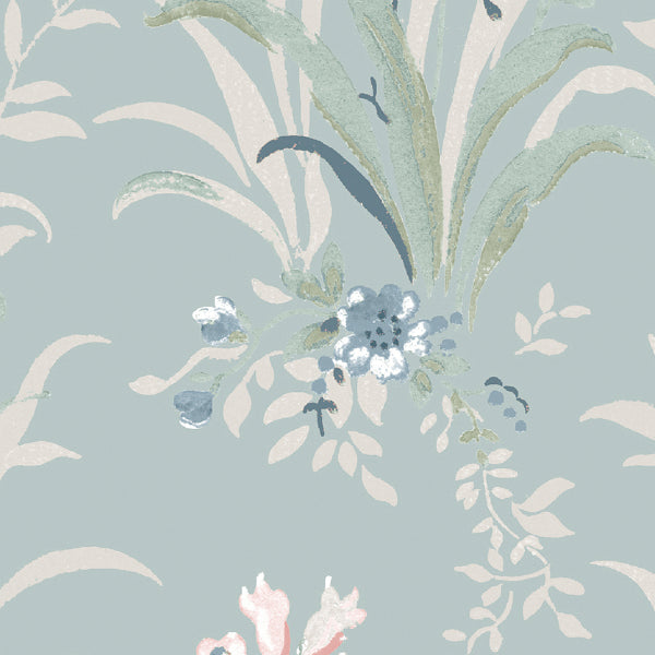 Laura Ashley Mosedale Posy Made to Measure Curtain Dark Duck Egg Blue