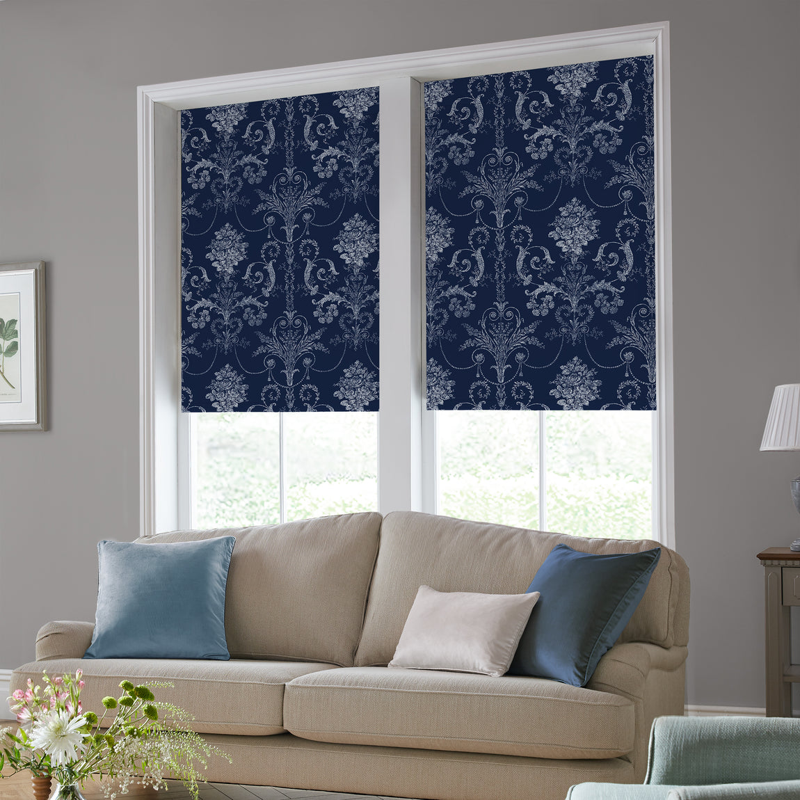 Laura Ashley Josette Translucent Made to Measure Roller Blind Midnight