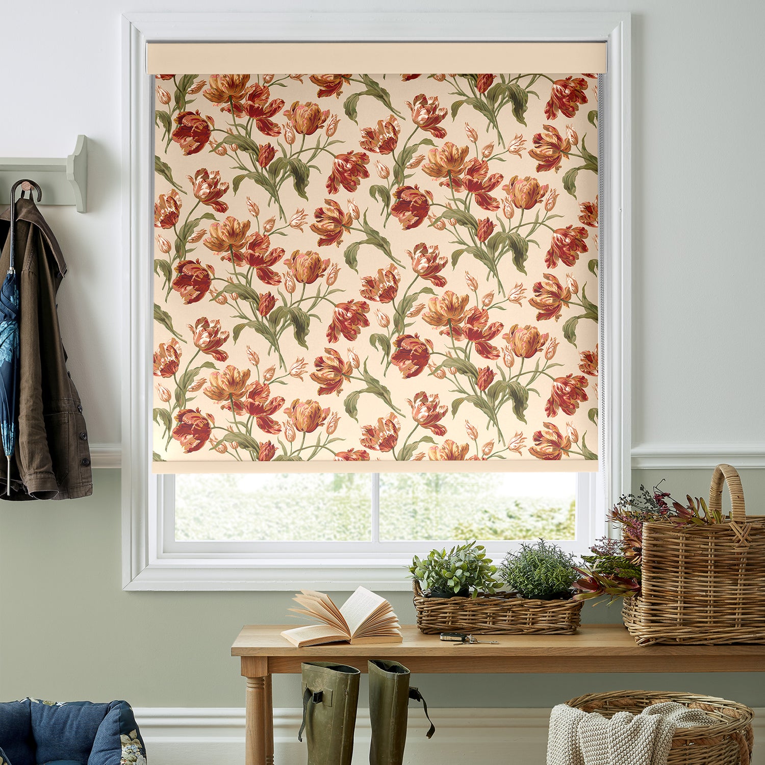Laura Ashley Gosford Translucent Made To Measure Roller Blind Cranberry
