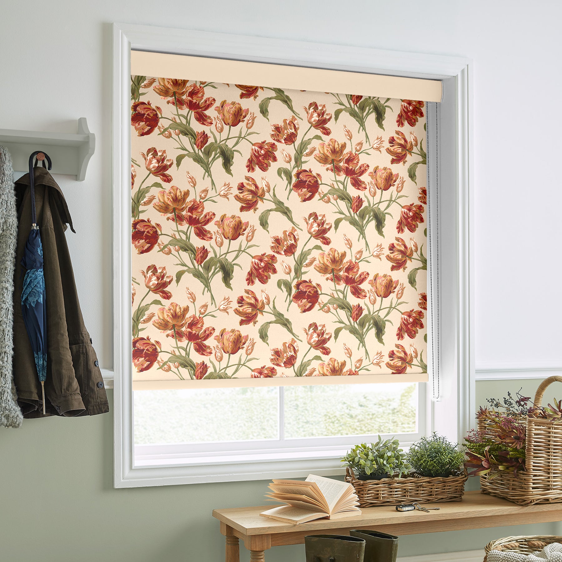 Laura Ashley Gosford Translucent Made To Measure Roller Blind Cranberry