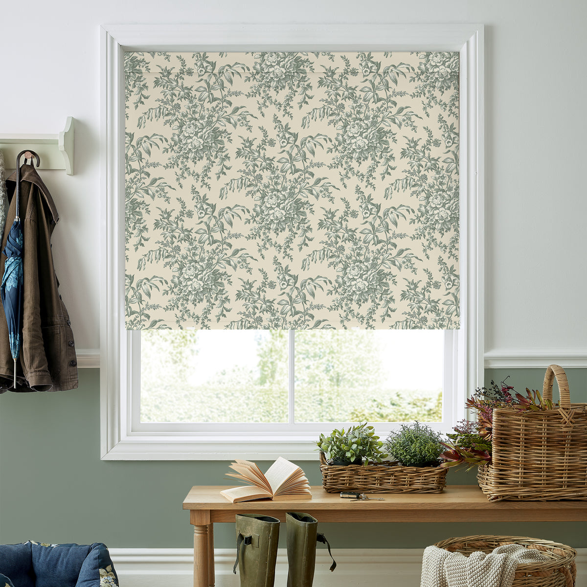 Laura Ashley Picardie Translucent Made to Measure Roller Blind Sage