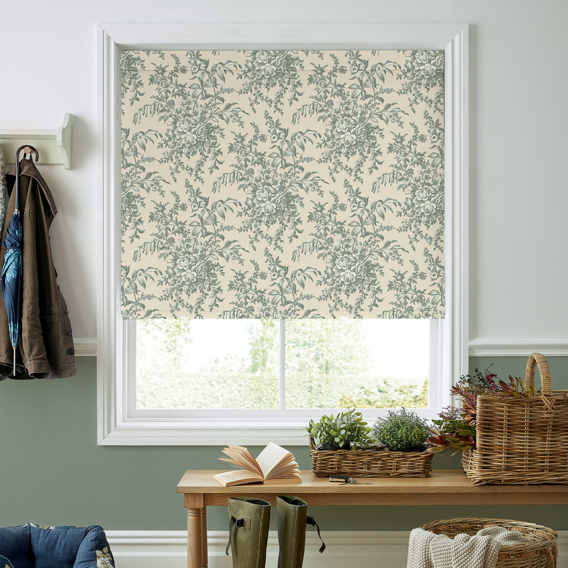 Laura Ashley Picardie Translucent Made to Measure Roller Blind Sage