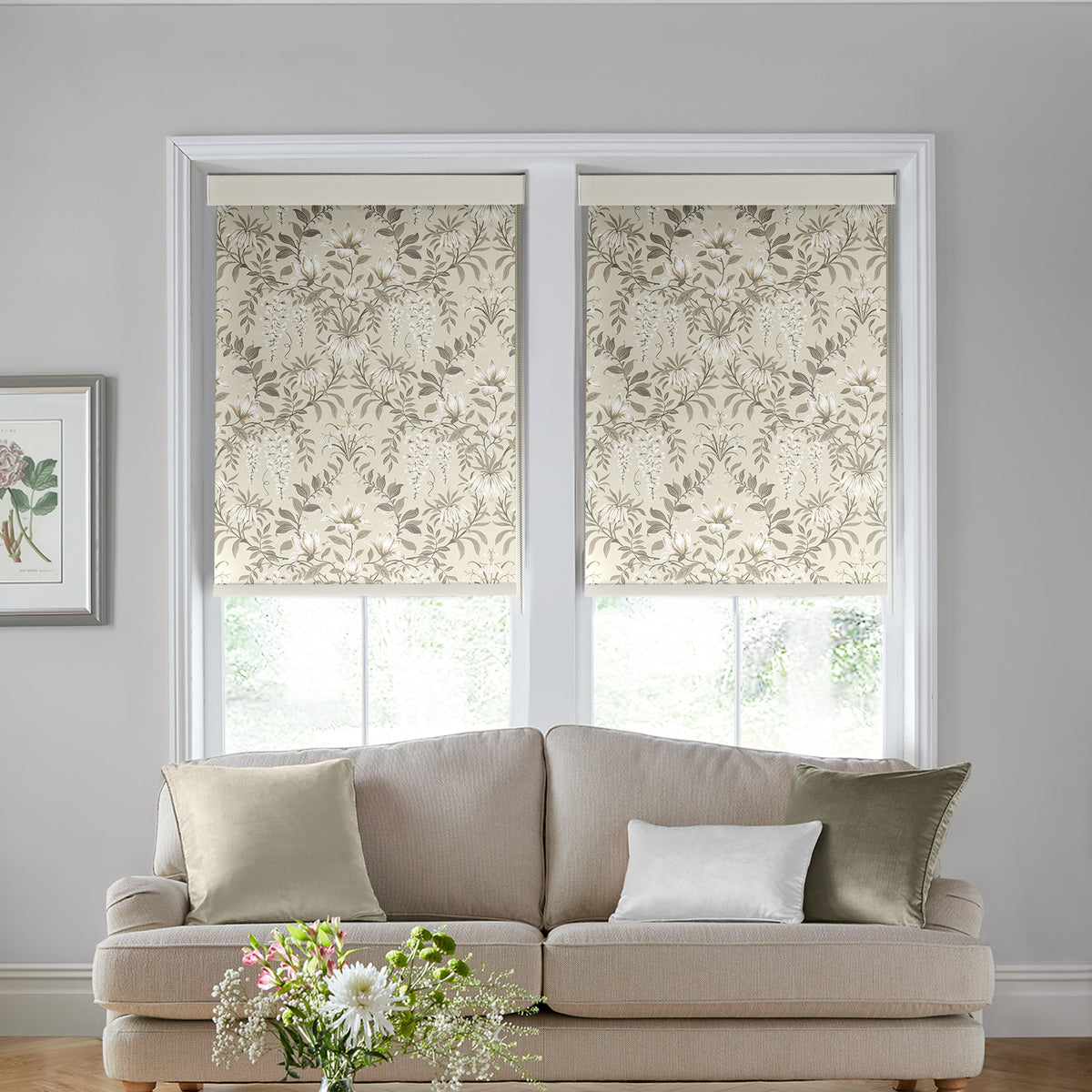 Laura Ashley Parterre Translucent Made To Measure Roller Blind Natural