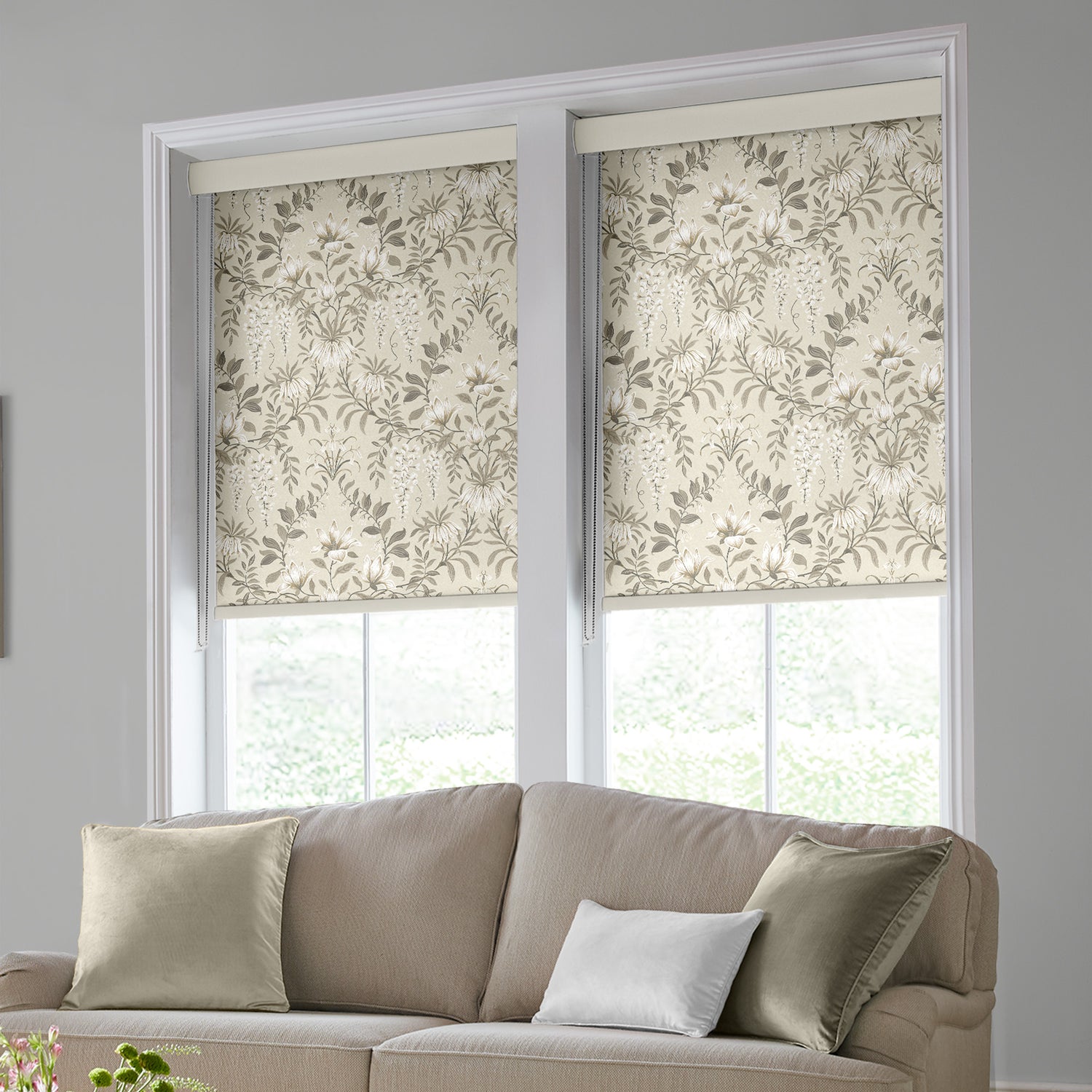 Laura Ashley Parterre Translucent Made To Measure Roller Blind Natural