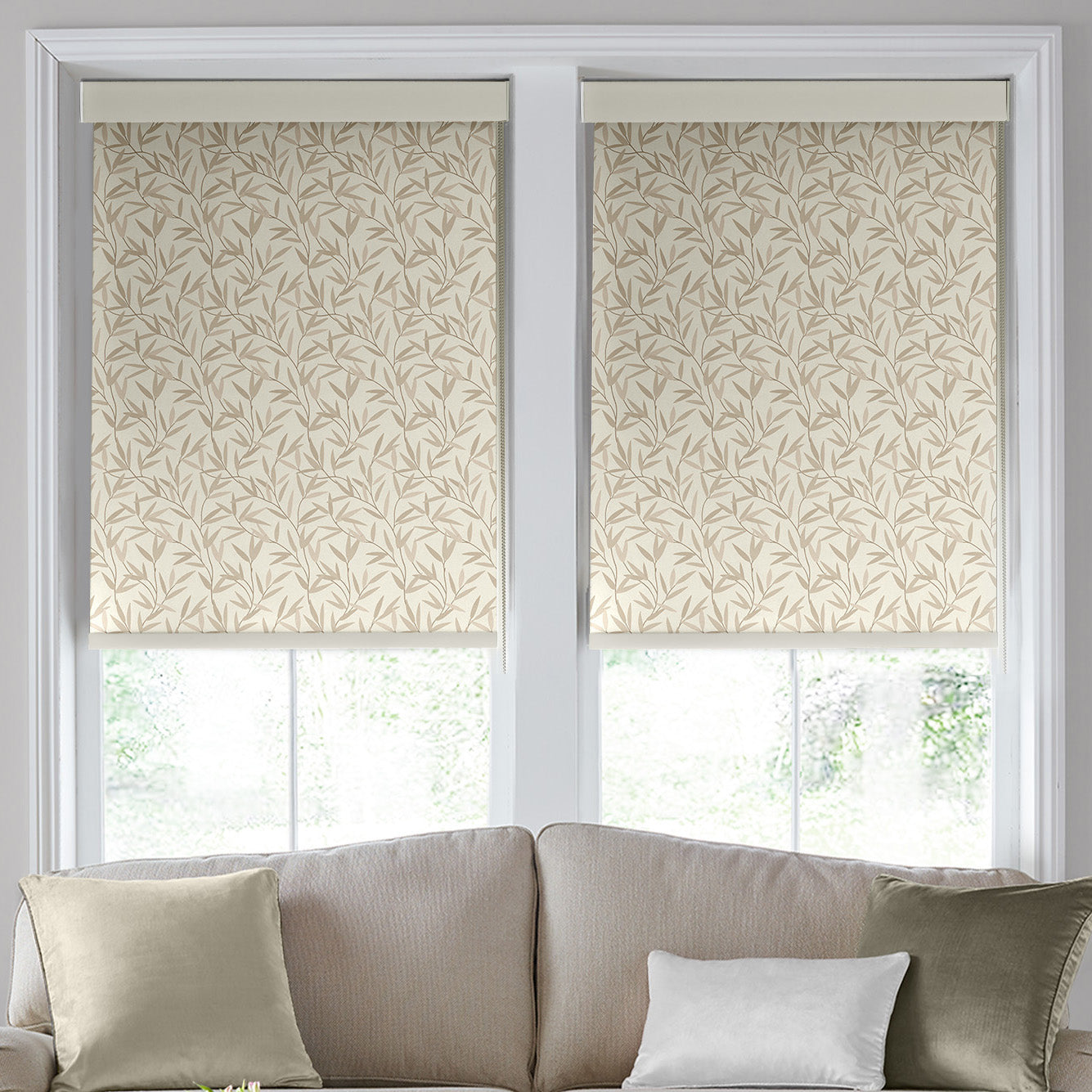 Laura Ashley Willow Leaf Translucent Made To Measure Roller Blind Natural