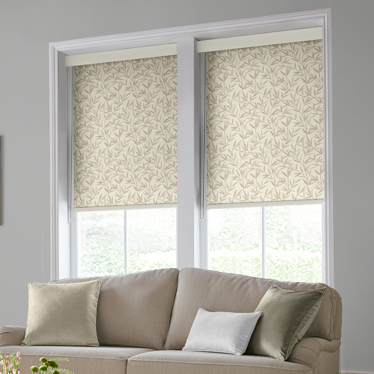 Laura Ashley Willow Leaf Blackout Made To Measure Roller Blind Natural
