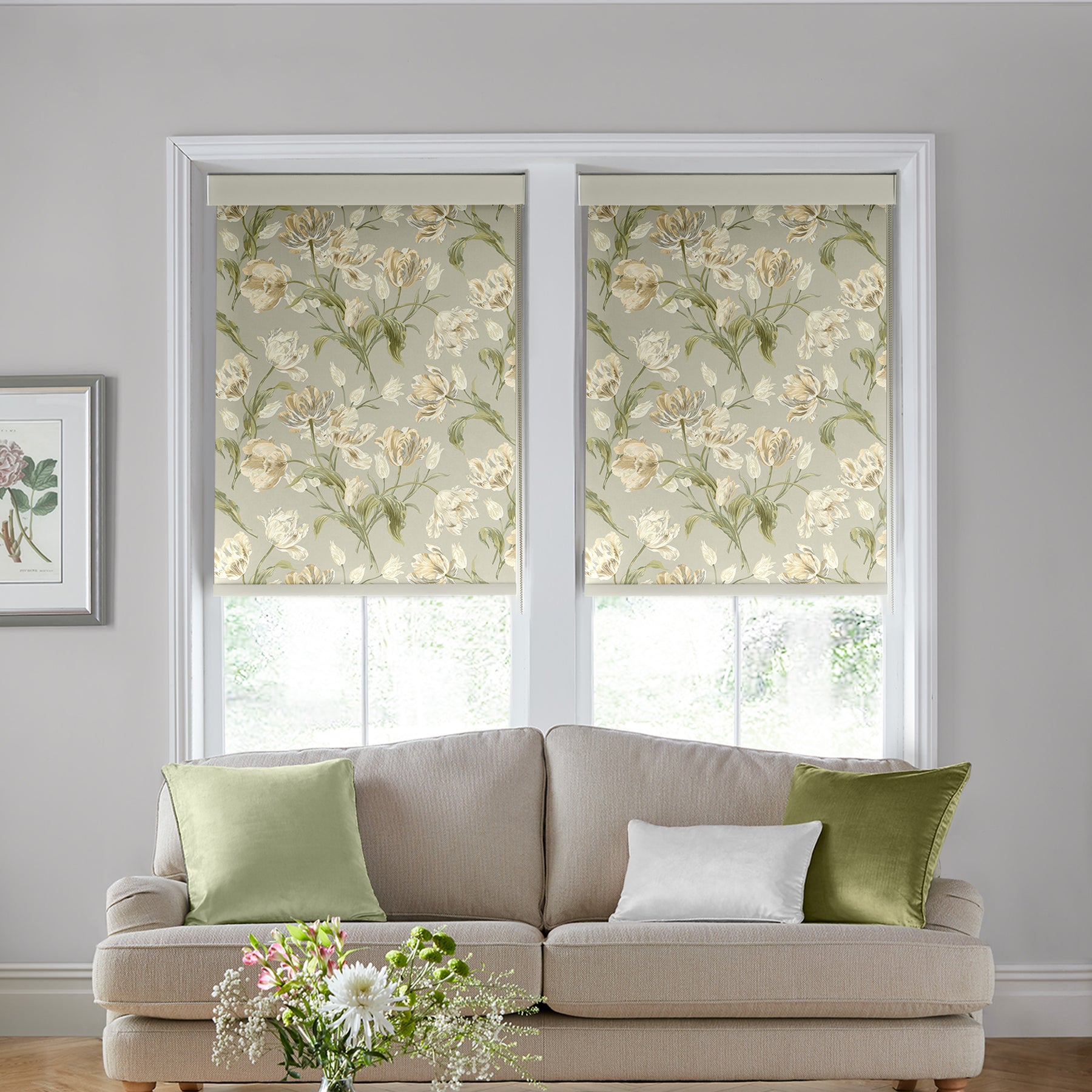 Laura Ashley Gosford Translucent Made To Measure Roller Blind Sage