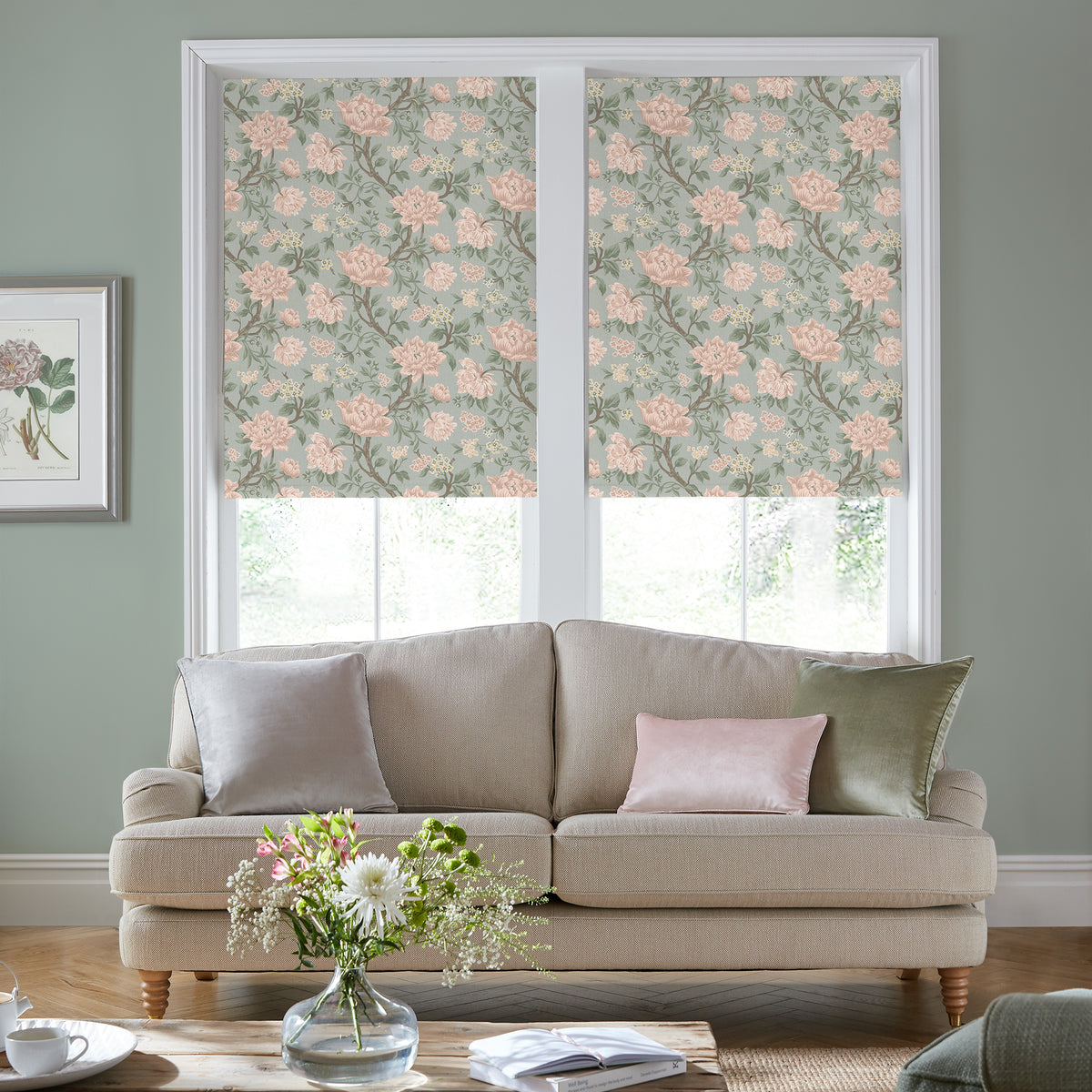 Laura Ashley Tapestry Floral Translucent Made to Measure Roller Blind Blush