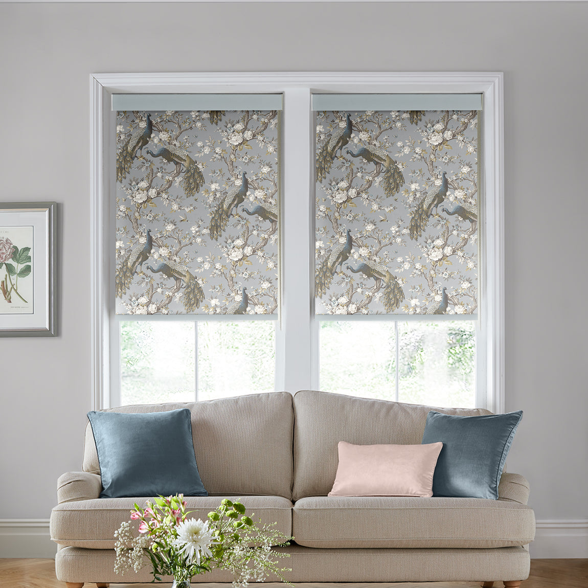 Laura Ashley Belvedere Translucent Made to Measure Roller Blind Chalk Blue