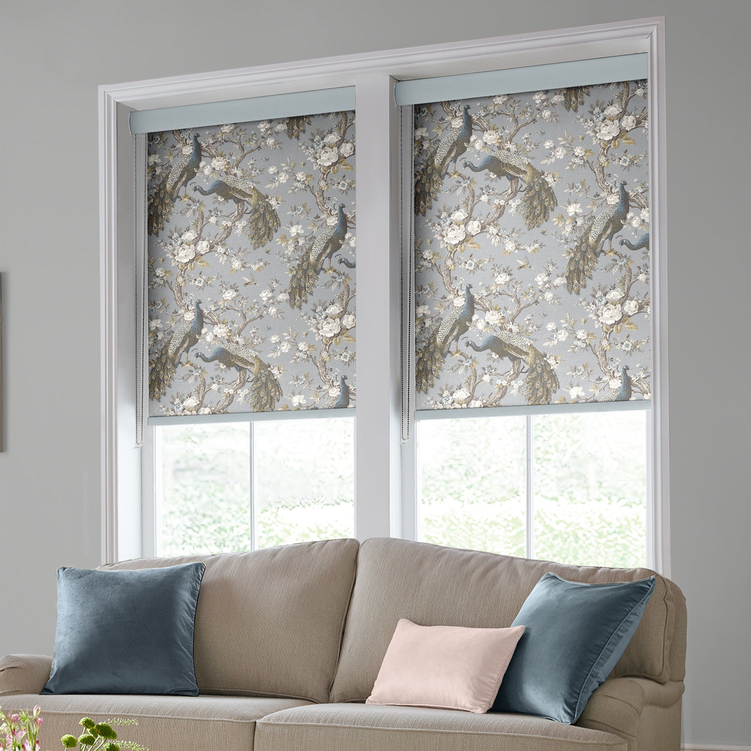 Laura Ashley Belvedere Made to Measure Blackout Roller Blind Chalk Blue
