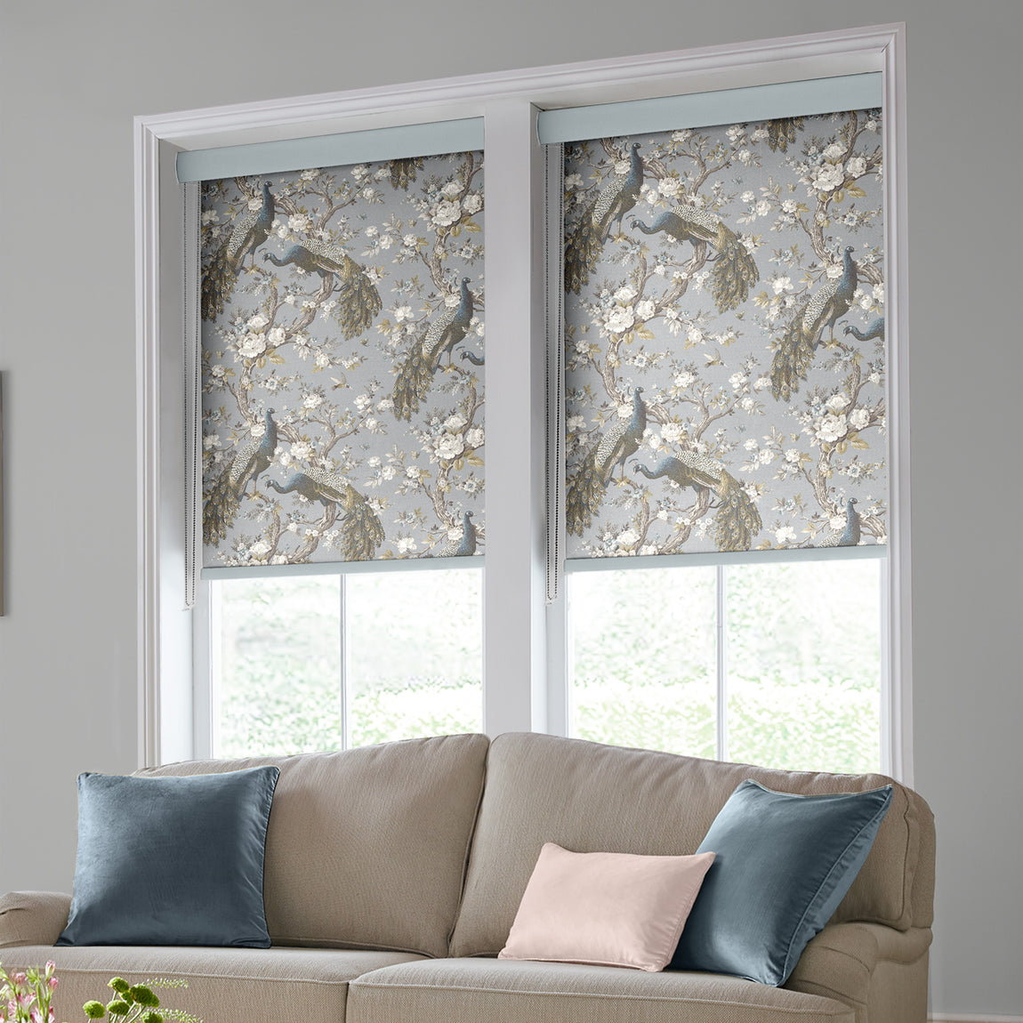 Laura Ashley Belvedere Made to Measure Blackout Roller Blind Chalk Blue