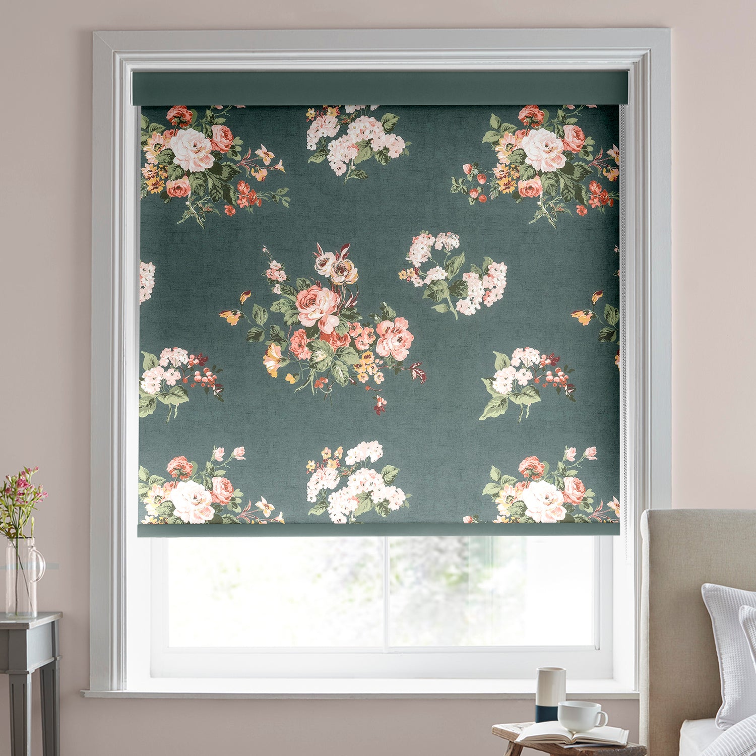 Laura Ashley Rosemore Made to Measure Blackout Roller Blind Fern