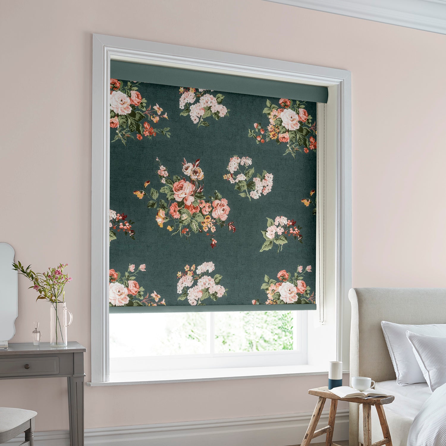 Laura Ashley Rosemore Made to Measure Blackout Roller Blind Fern