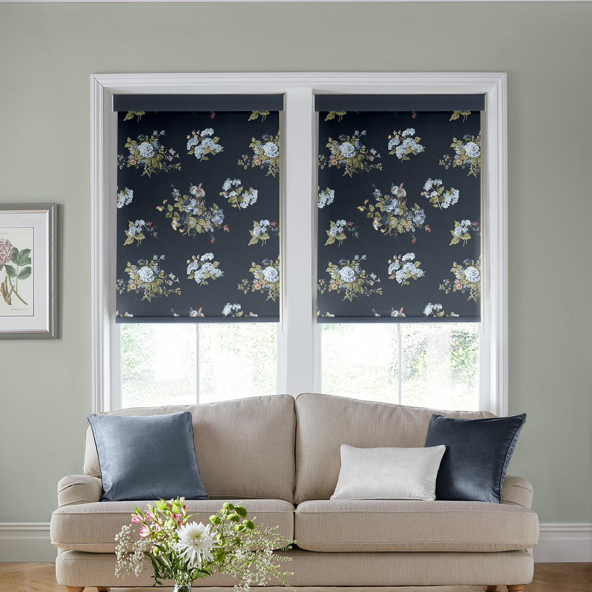 Laura Ashley Rosemore Translucent Made to Measure Roller Blind Midnight