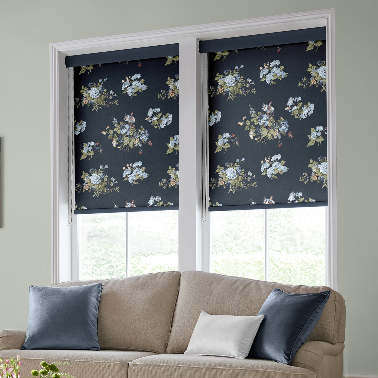 Laura Ashley Rosemore Translucent Made to Measure Roller Blind Midnight
