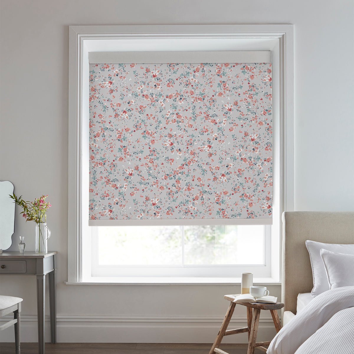 Laura Ashley Blossoms Translucent Made to Measure Roller Blind Coral