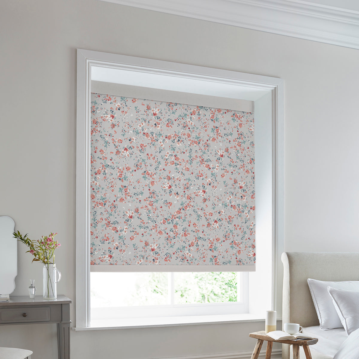 Laura Ashley Blossoms Translucent Made to Measure Roller Blind Coral