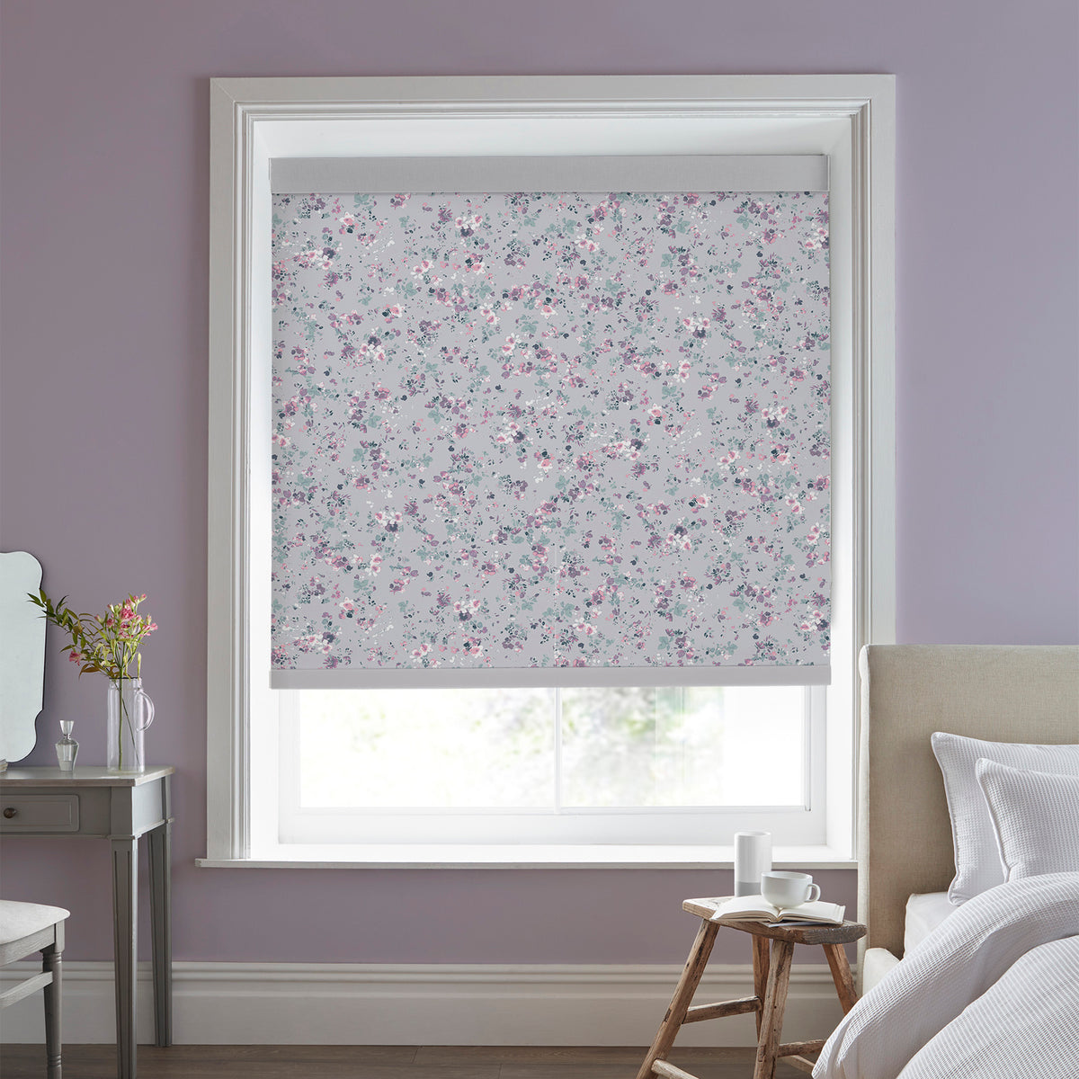 Laura Ashley Blossoms Made to Measure Blackout Roller Blind Lavender