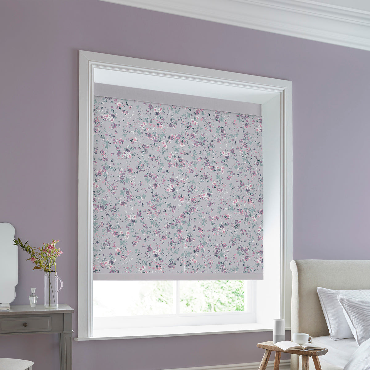 Laura Ashley Blossoms Made to Measure Blackout Roller Blind Lavender