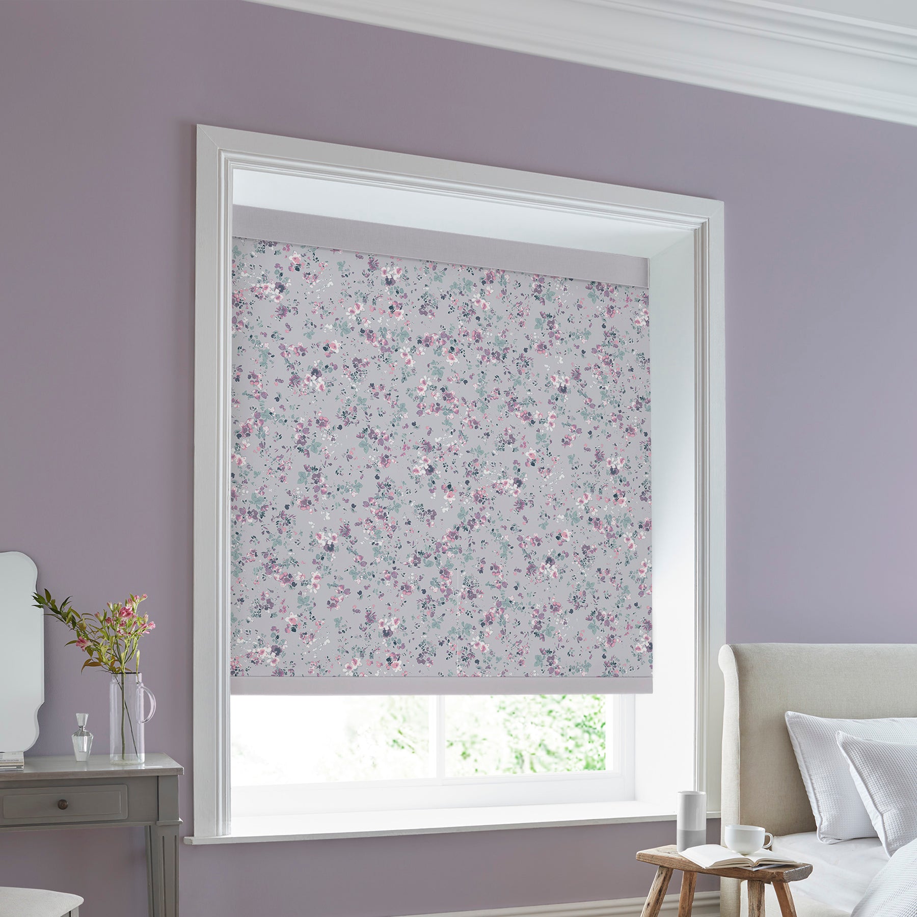 Laura Ashley Blossoms Translucent Made to Measure Roller Blind Lavender
