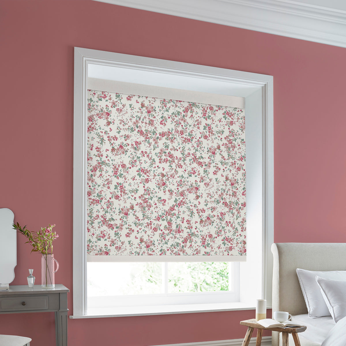 Laura Ashley Blossoms Translucent Made to Measure Roller Blind Blush
