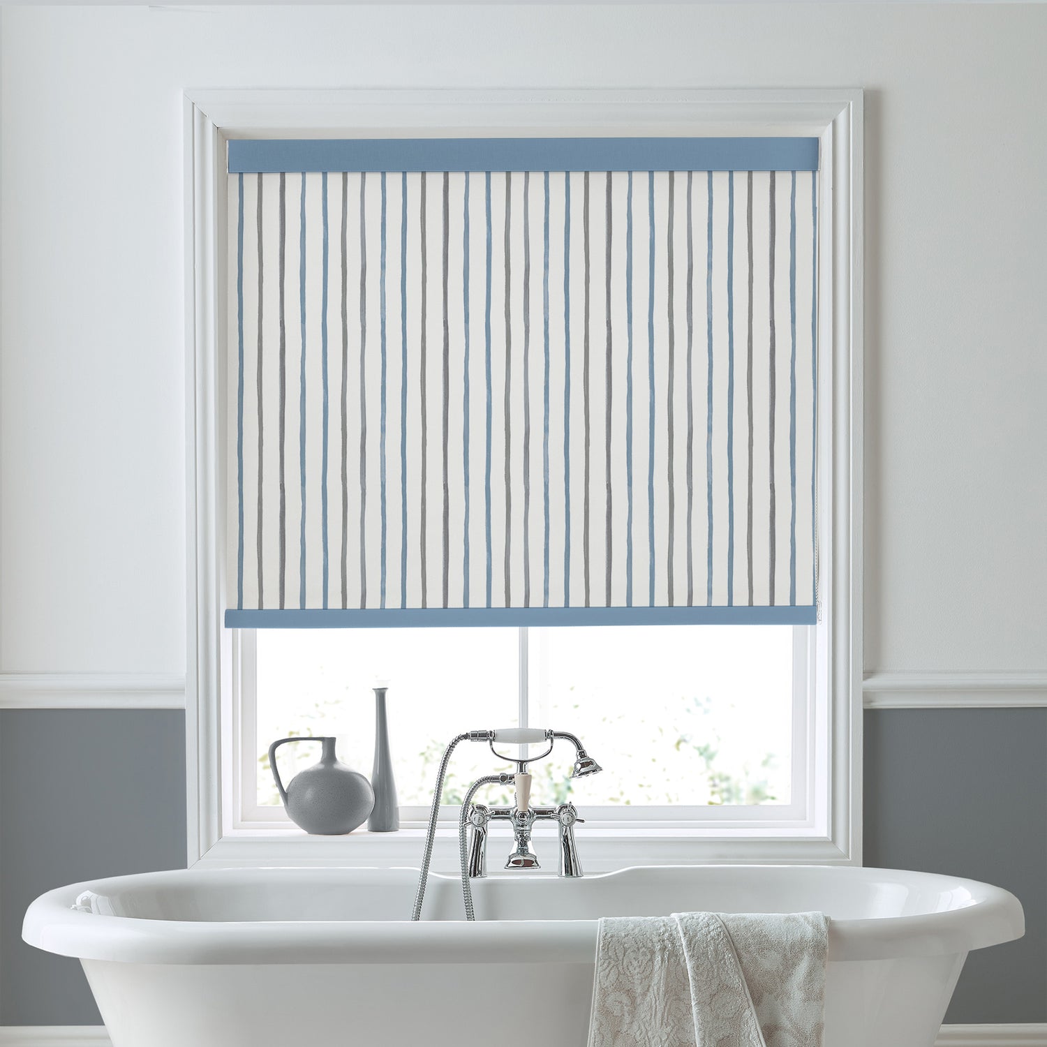 Laura Ashley Painterly Stripe Made to Measure Blackout Roller Blind River