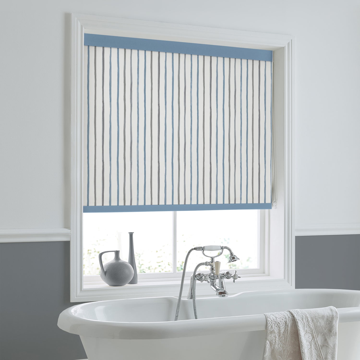 Laura Ashley Painterly Stripe Translucent Made to Measure Roller Blind River