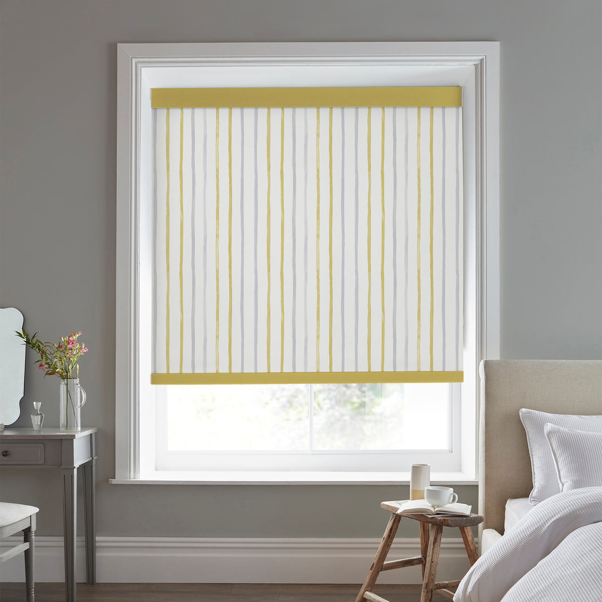 Laura Ashley Painterly Stripe Translucent Made to Measure Roller Blind Yellow