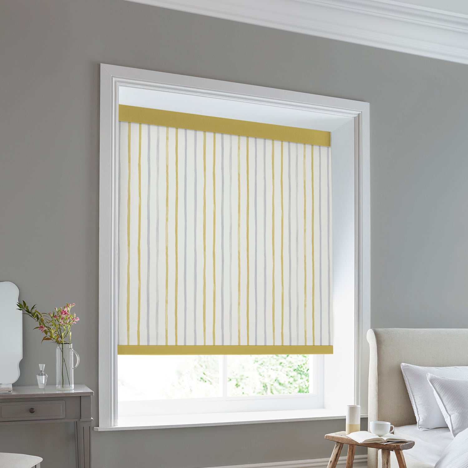 Laura Ashley Painterly Stripe Translucent Made to Measure Roller Blind Yellow