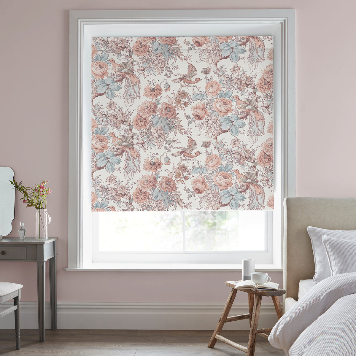 Laura Ashley Birtle Made to Measure Blackout Roller Blind Blush
