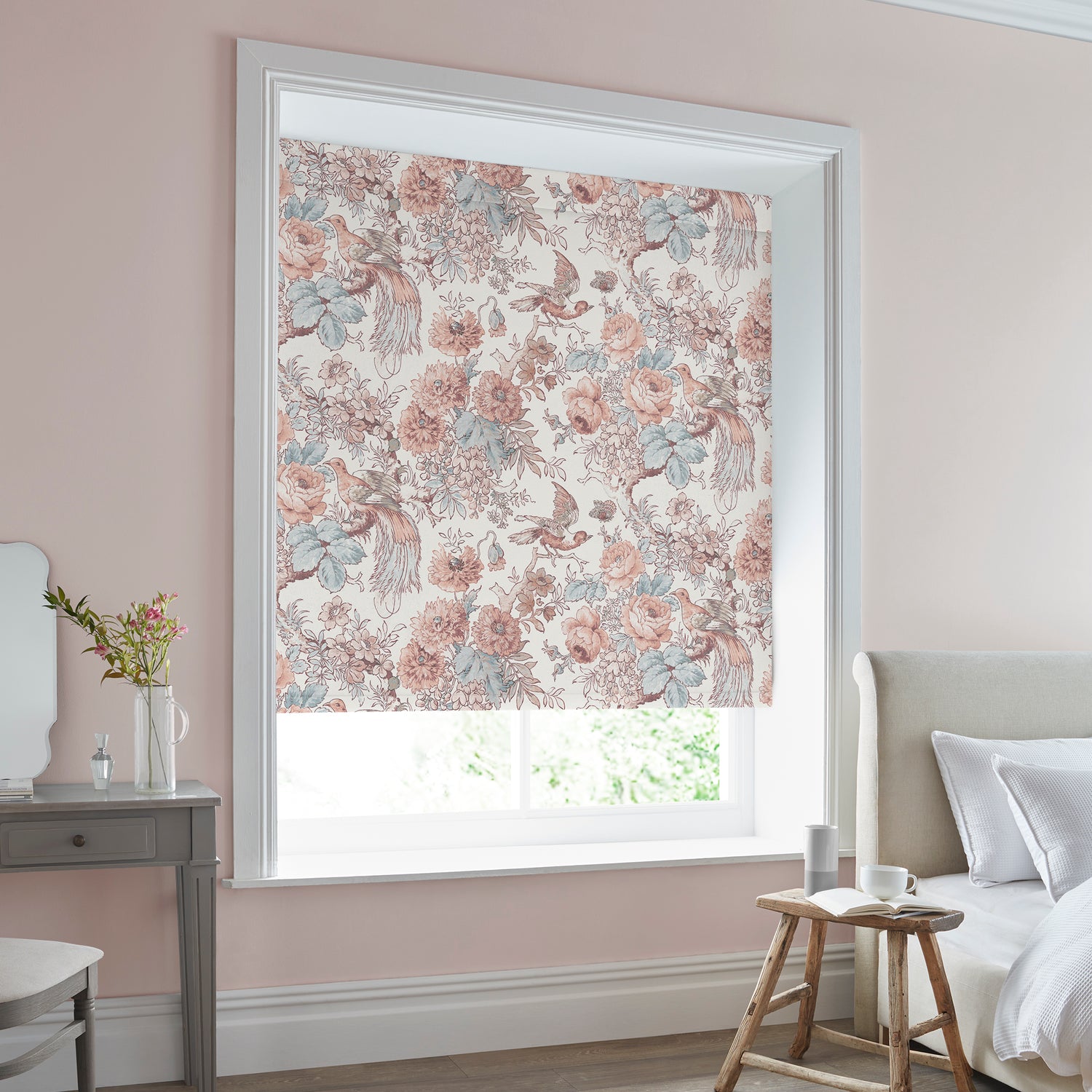 Laura Ashley Birtle Made to Measure Blackout Roller Blind Blush