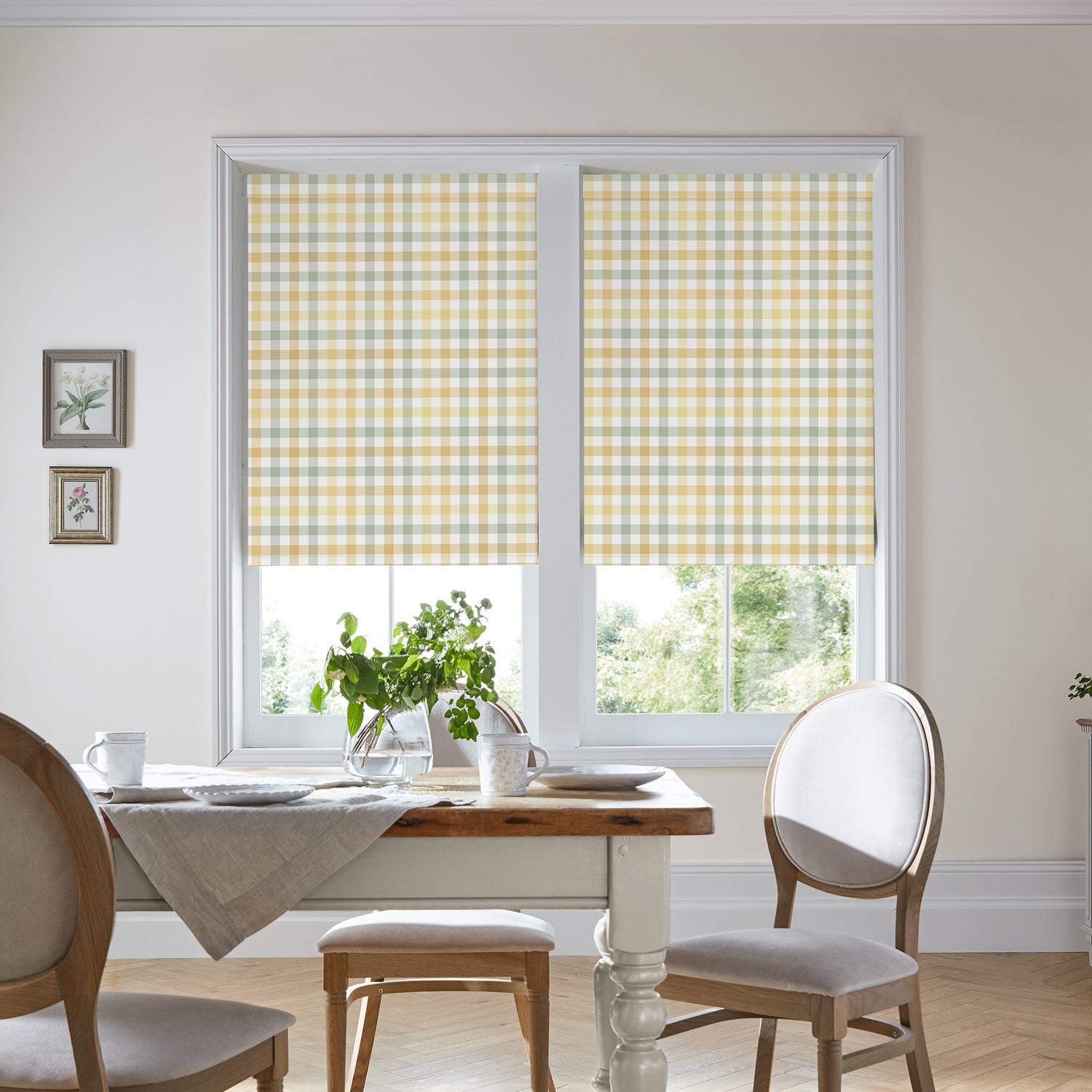 Laura Ashley Cove Check Translucent Made to Measure Roller Blind Ochre