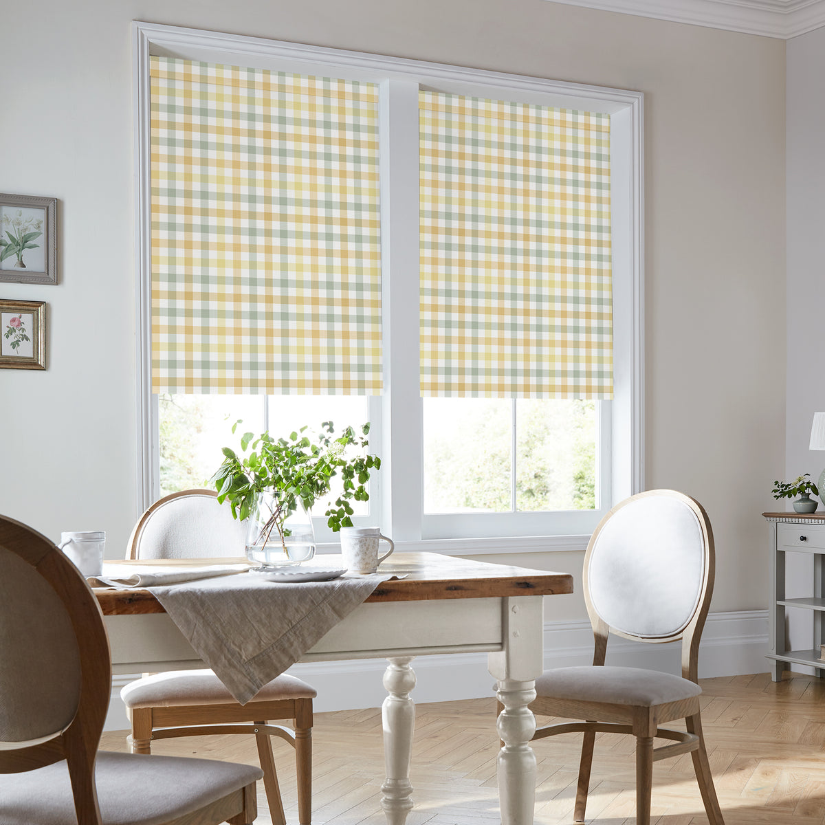 Laura Ashley Cove Check Made to Measure Blackout Roller Blind Ochre