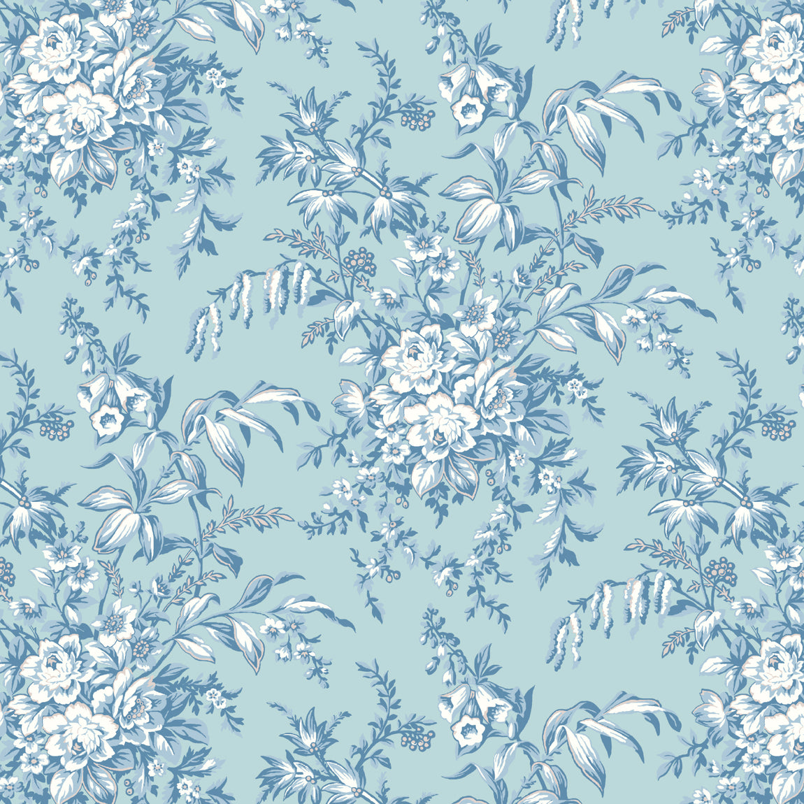Laura Ashley Picardie Made to Measure Roman Blind Blue Sky