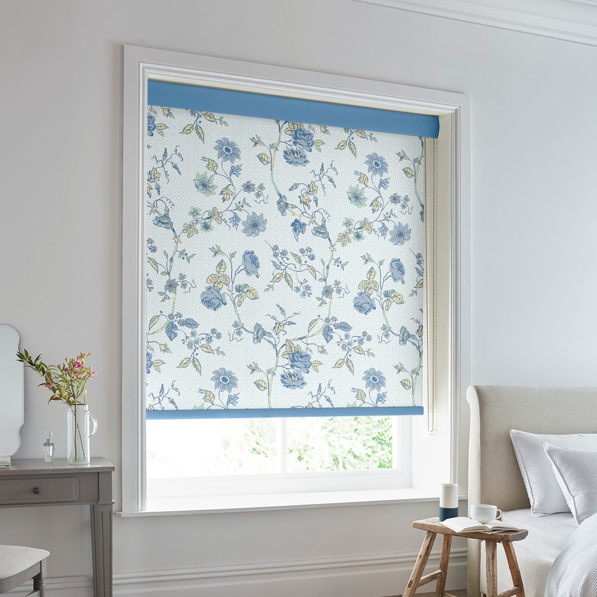 Laura Ashley Rambling Rector Translucent Made to Measure Roller Blind Blue Sky