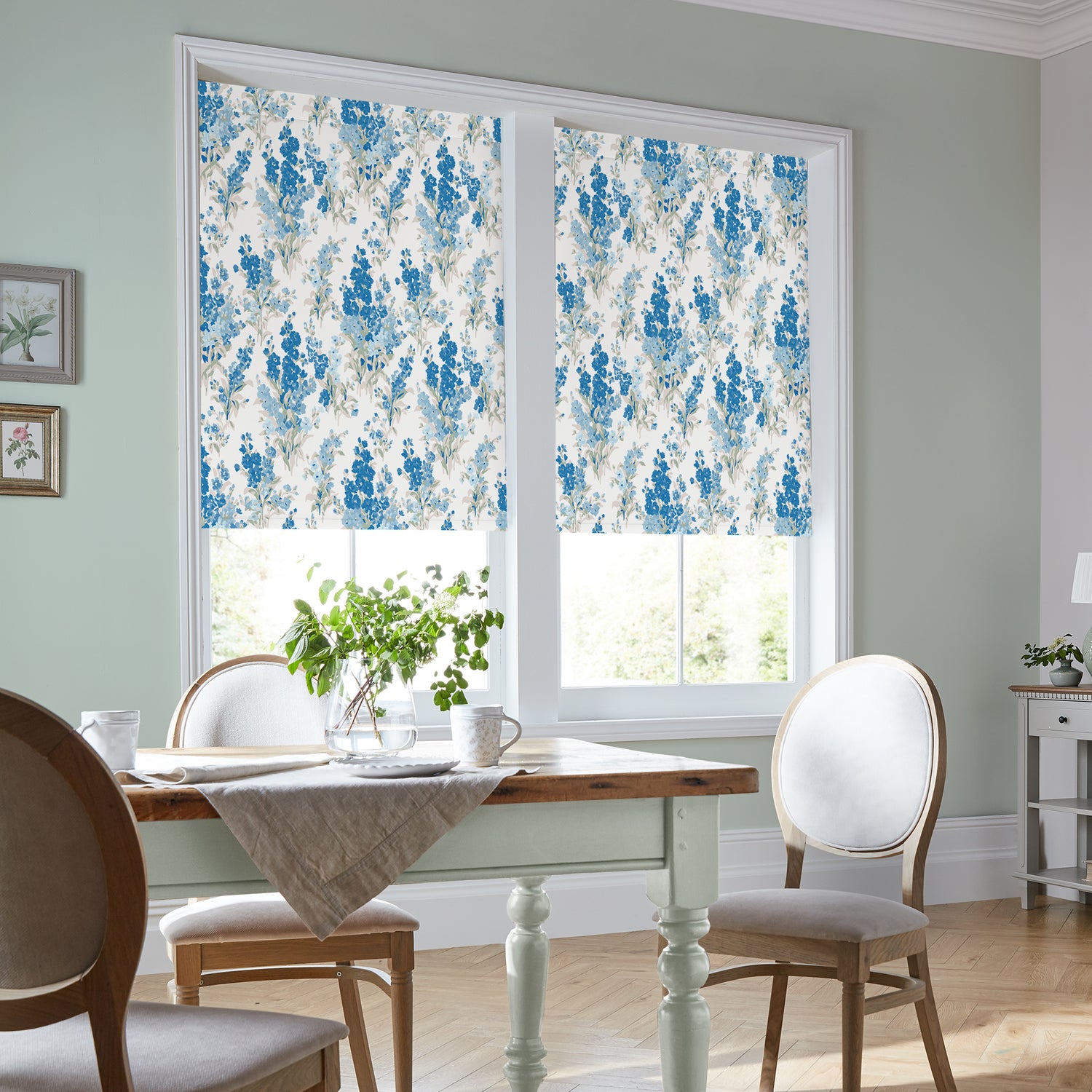 Laura Ashley Stocks Made to Measure Blackout Roller Blind Blue Sky