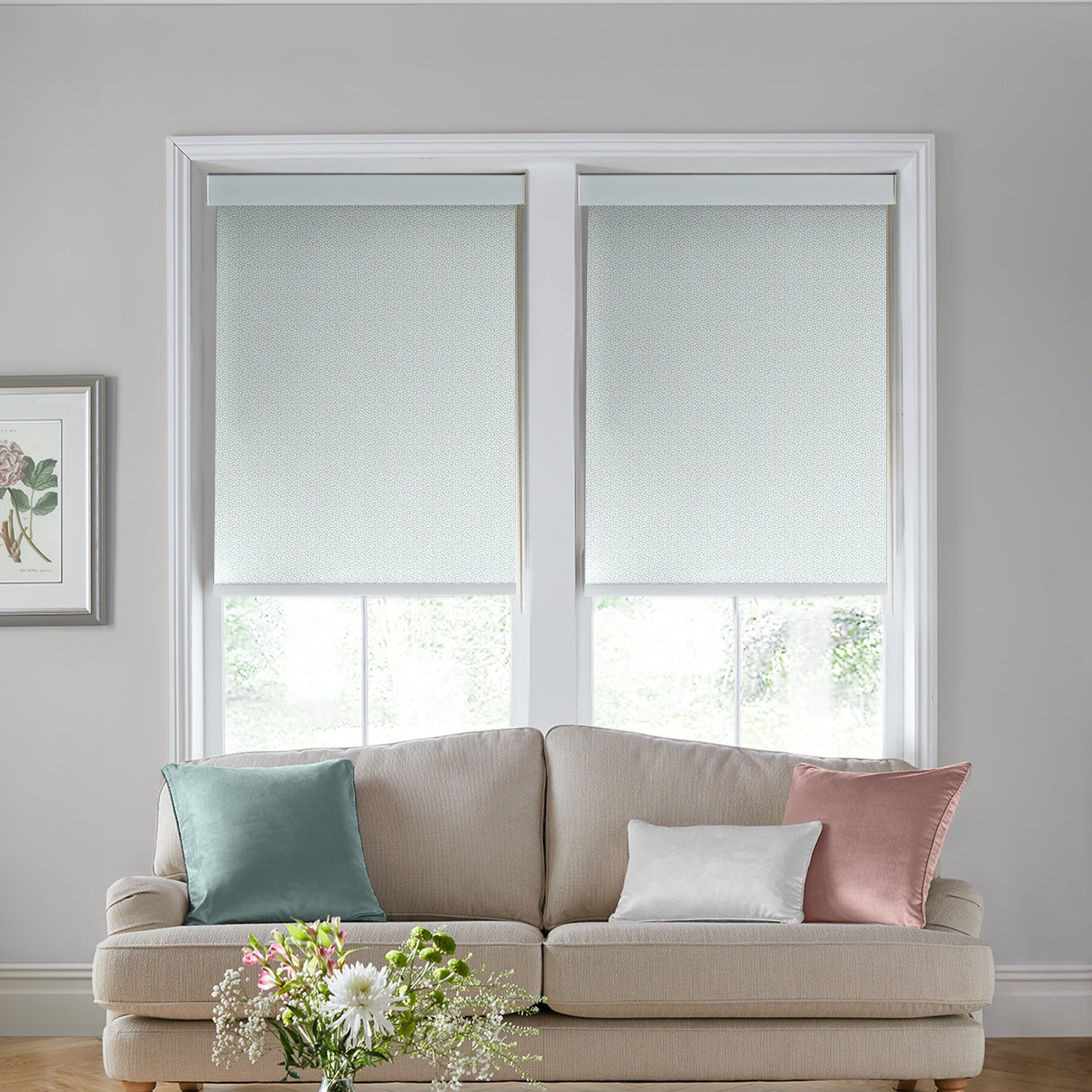 Laura Ashley Sycamore Translucent Made to Measure Roller Blind Pale Seaspray