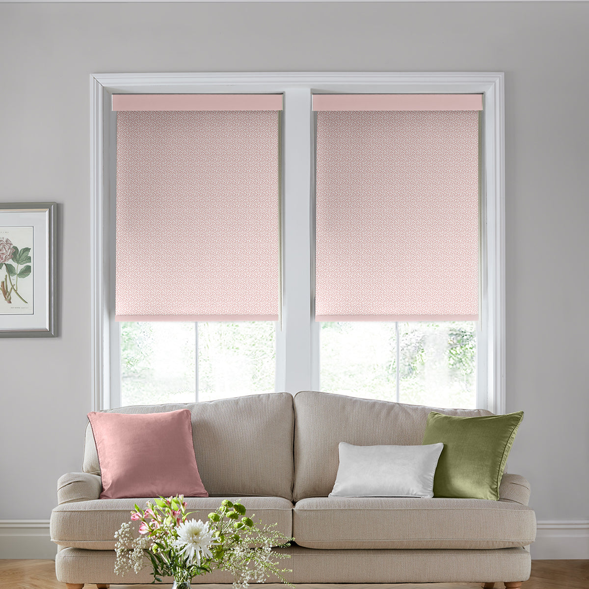 Laura Ashley Sycamore Made to Measure Blackout Roller Blind Off White Blush