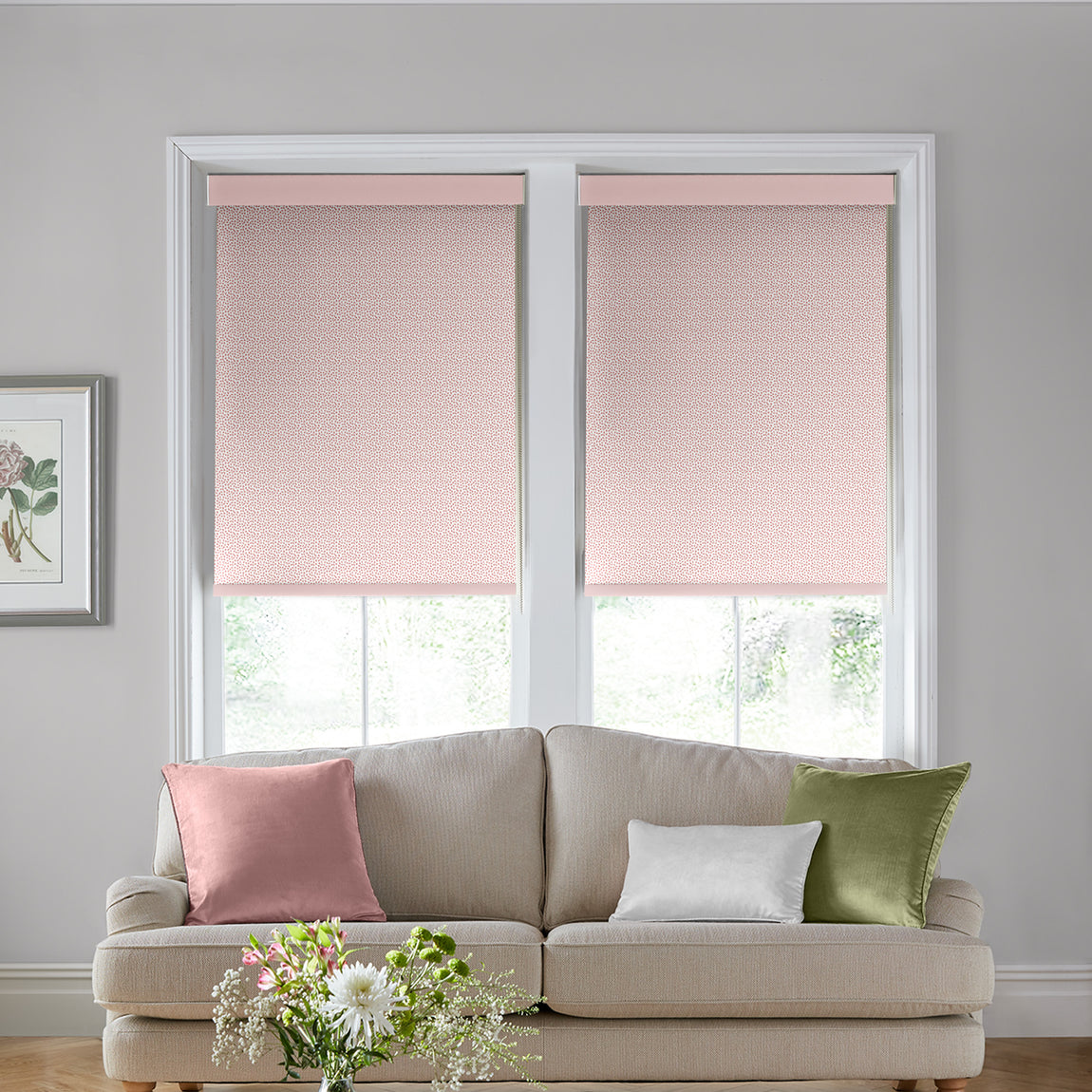 Laura Ashley Sycamore Made to Measure Blackout Roller Blind Off White Blush