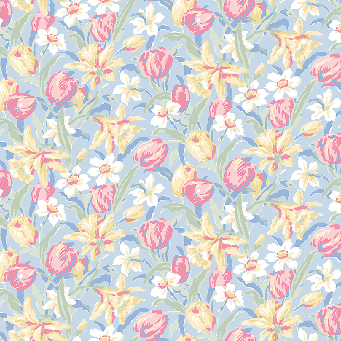 Laura Ashley Tulips Made to Measure Blackout Roller Blind China Blue