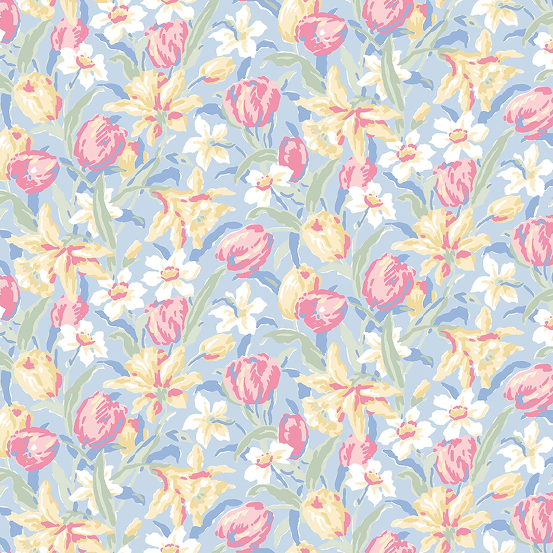 Laura Ashley Tulips Made to Measure Blackout Roller Blind China Blue