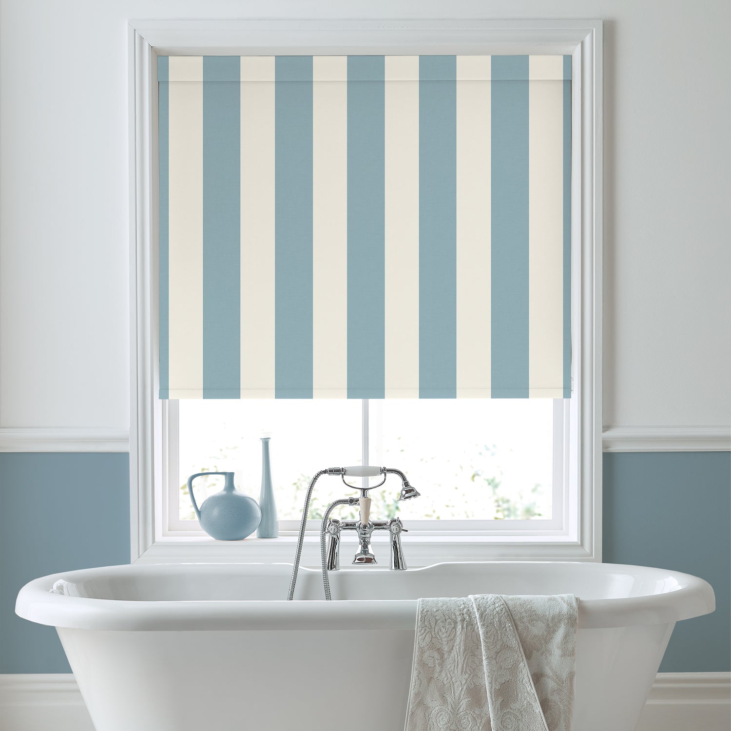 Laura Ashley Lille Stripe Translucent Made to Measure Roller Blind Seaspray