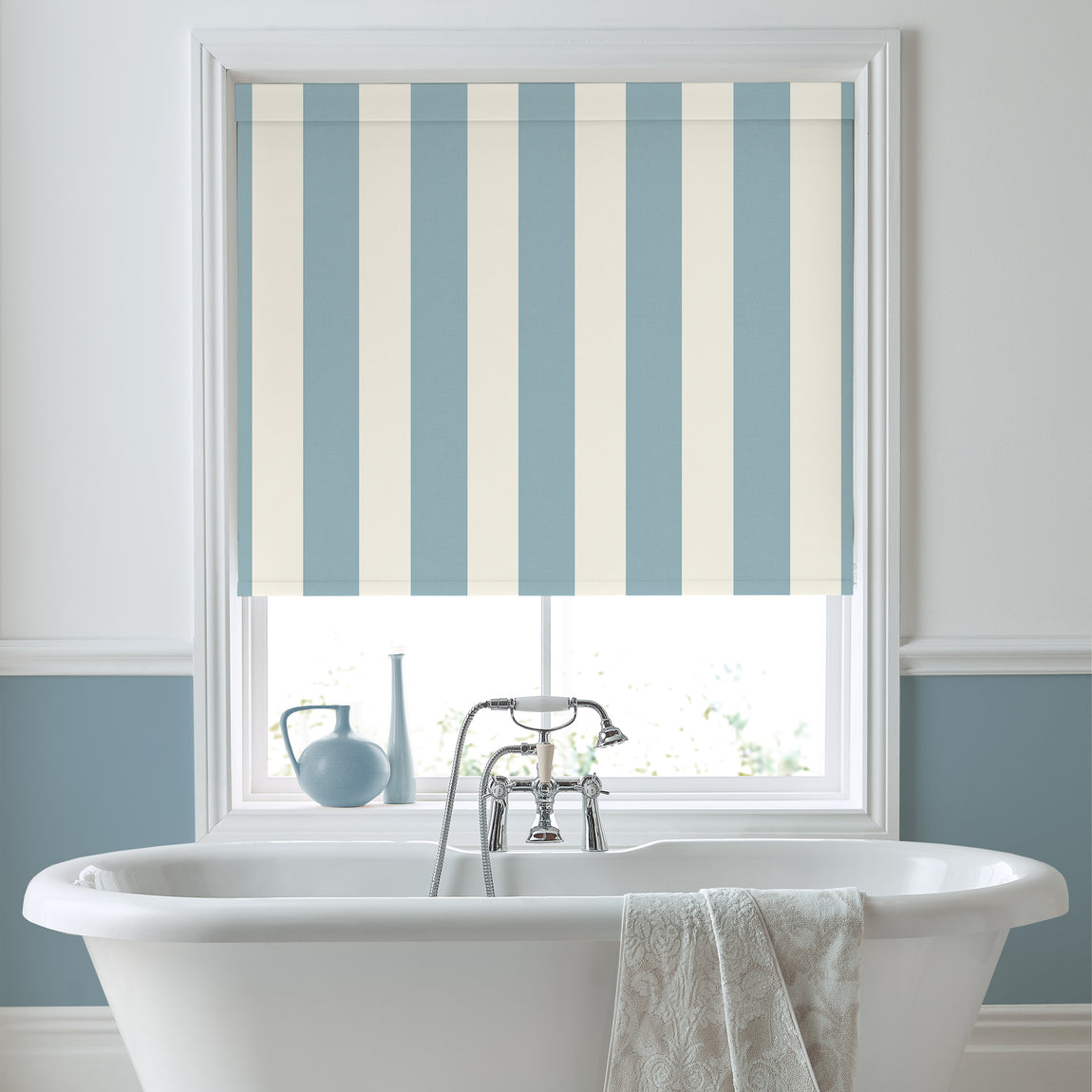 Laura Ashley Lille Stripe Translucent Made to Measure Roller Blind Seaspray