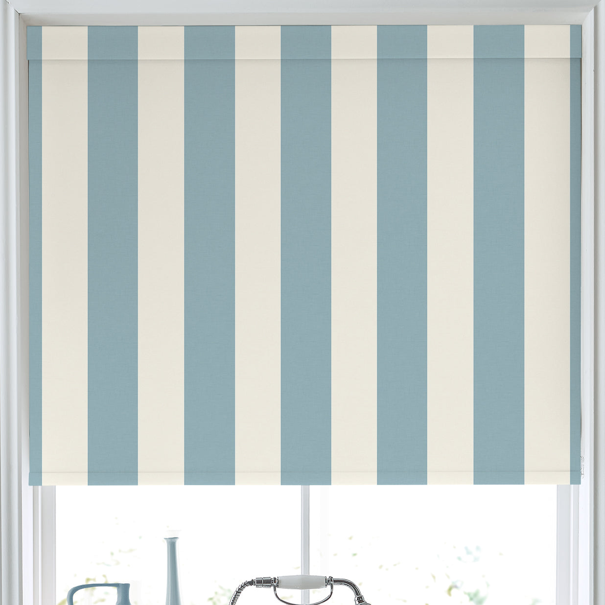 Laura Ashley Lille Stripe Made to Measure Blackout Roller Blind Seaspray